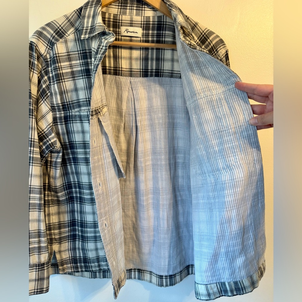 Rowan Women's Blue and White Plaid Button Down Shirt - Dallas Oversized - Picture 11 of 11